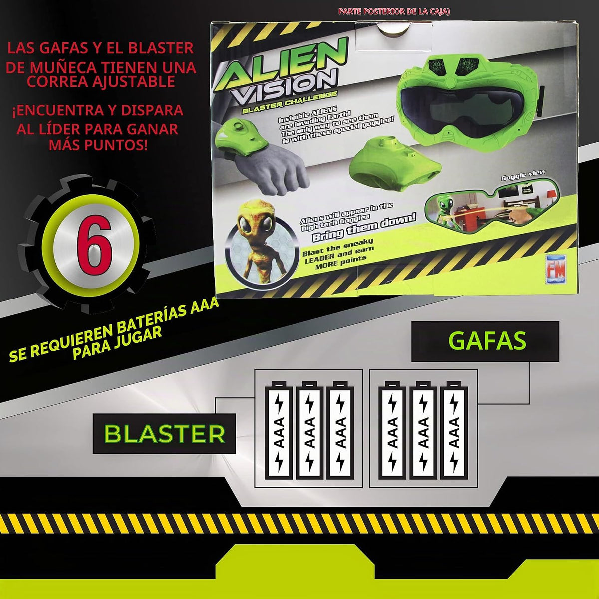Fotorama Juego de disparos de visión alienígena, gafas y juguete de...