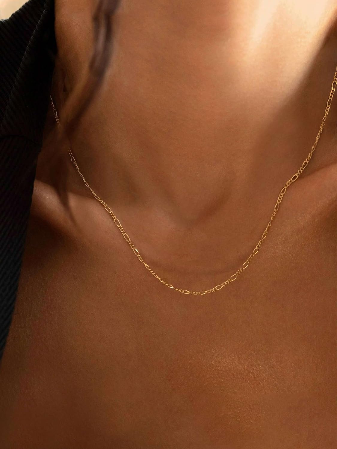 Krfy Collar de cadena chapada en oro de 14 quilates para mujer, a l...