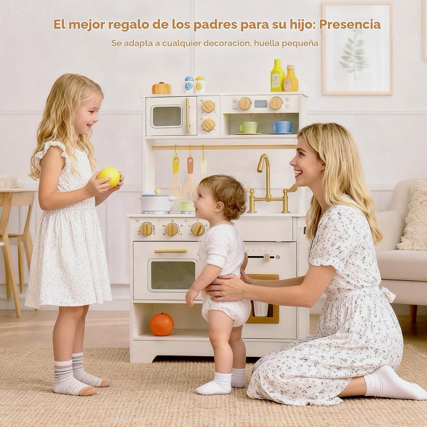 Cocina de juego de madera para niños con máquina de hielo: pequeño...