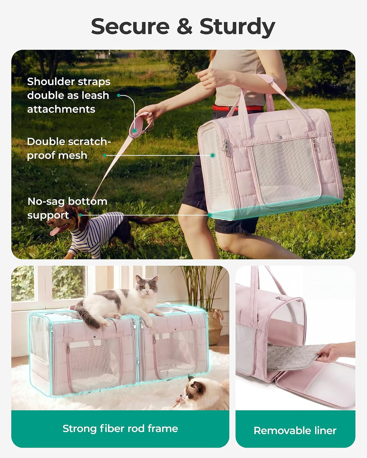 BAGSMART Transportador doble para gatos para 2 gatos, transportador...