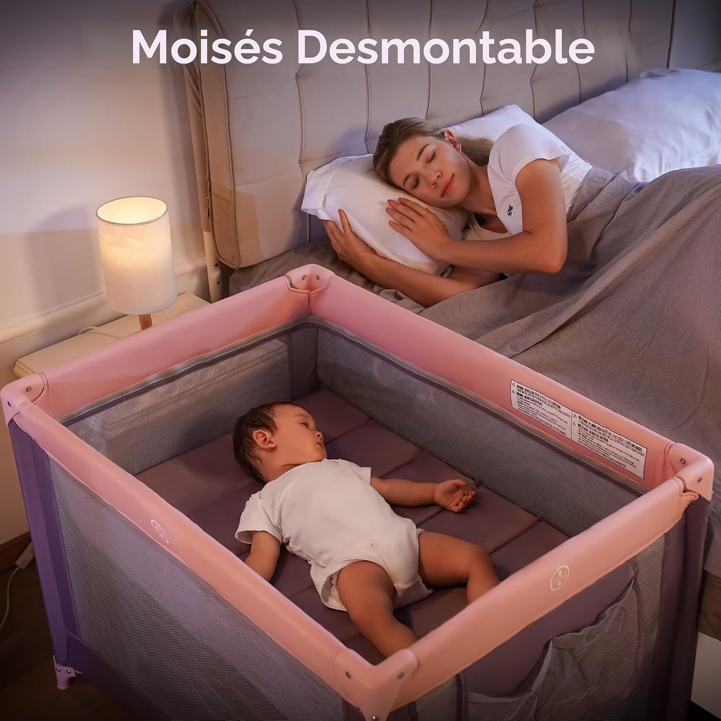 Pamo Babe Empaca y juega con el moisés, corralito portátil rosa par...