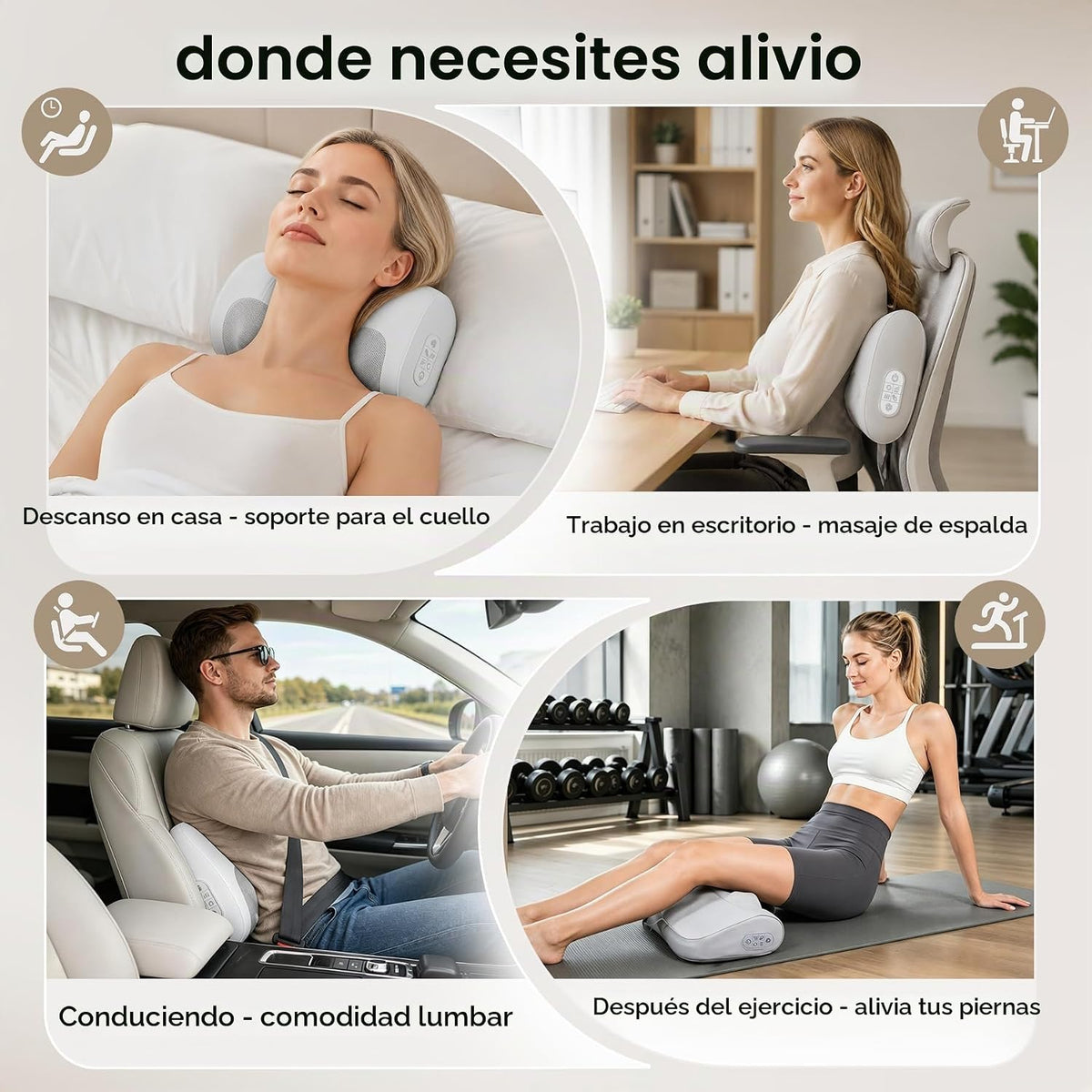 Masajeador multifuncional de cuello y espalda con calor, almohada m...