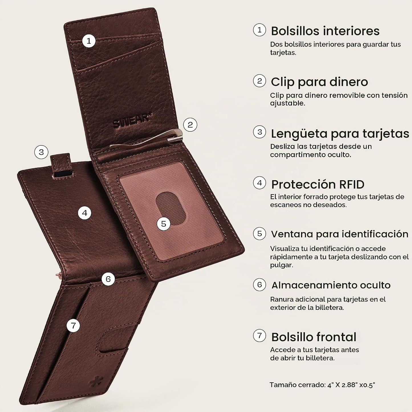 Swear Brands Billetera delgada con clip para dinero, cartera minima...