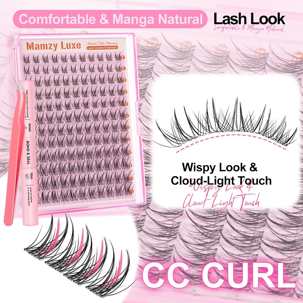 Kit de racimos de pestañas de manga Wispy de 0.315-0.551 in, kit de...
