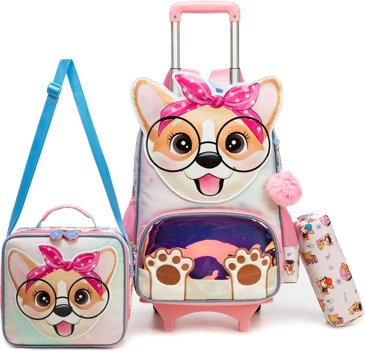 Meetbelify Mochila con ruedas Bowknot para Gilrs Mochilas con rueda...