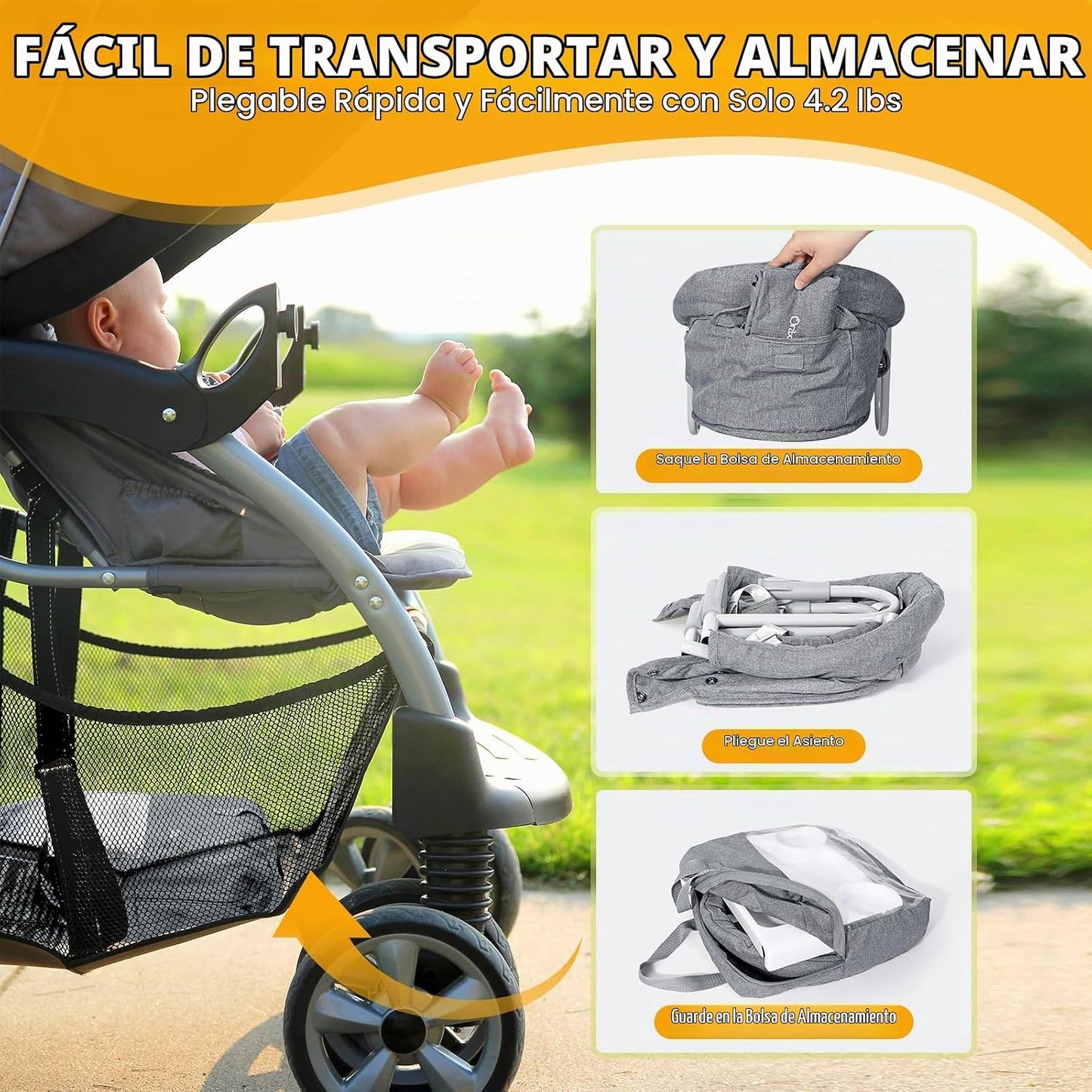 Silla alta con gancho Orzbow para bebés y niños pequeños de 6 a 36...