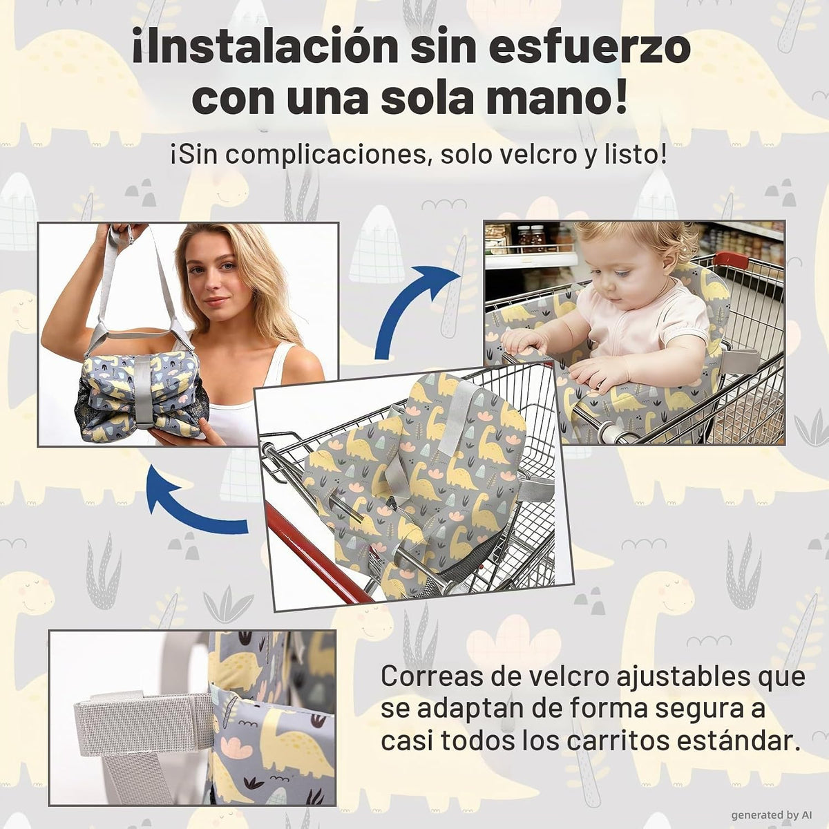 Funda acolchada para carrito de compras para bebés y niños pequeños...