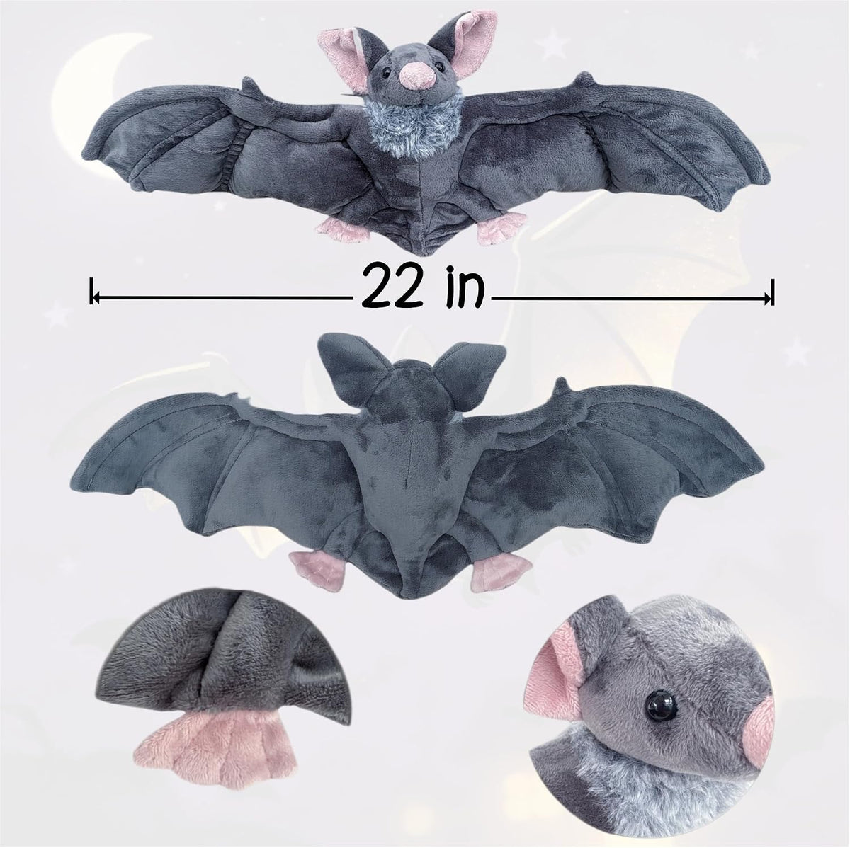 MKTRGOE Peluche de murciélago gótico grande de 22 pulgadas, animal...