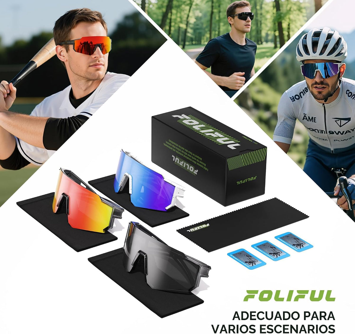 Foliful Paquete de 3 lentes de sol polarizados para hombres y mujer...