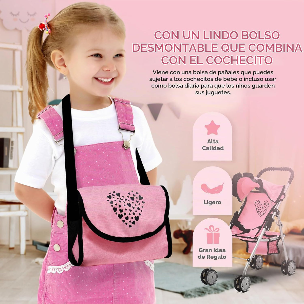 Dolls To Play Juego de cochecito para muñeca bebé y asiento de guar...