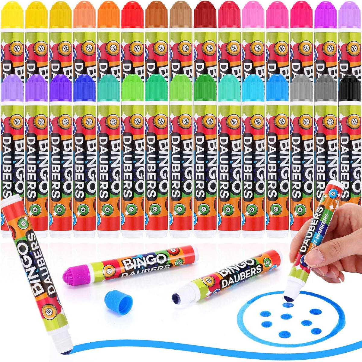 Crtiin Paquete de 30 marcadores de puntos de Bingo Daubers, 30 colo...