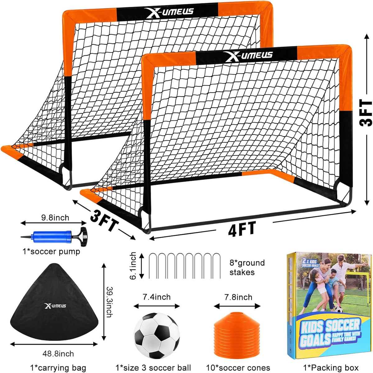 Porterías de fútbol para niños para patio trasero, juego de 2, 4 x...
