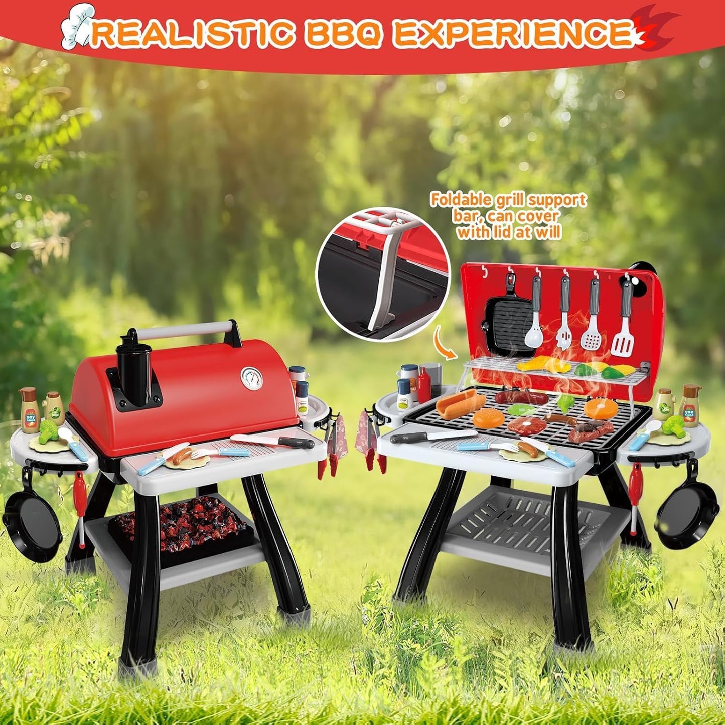 Juguetes de Cocina de Juego para Niños, Parrilla BBQ de Cocina para...