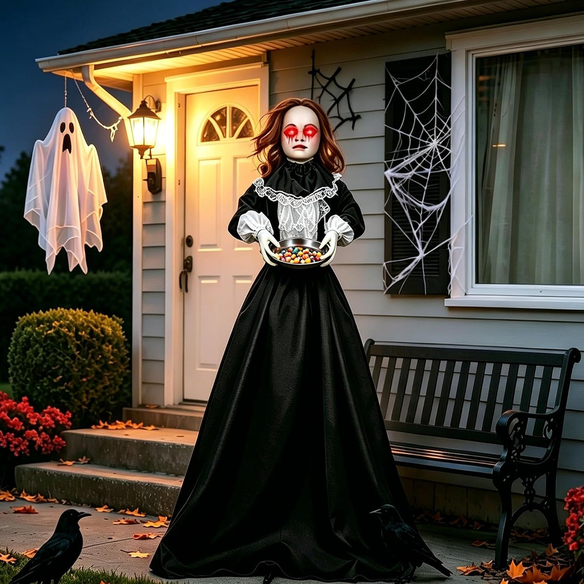TW SHINE Decoraciones de mucama de pie animatronics de Halloween de...