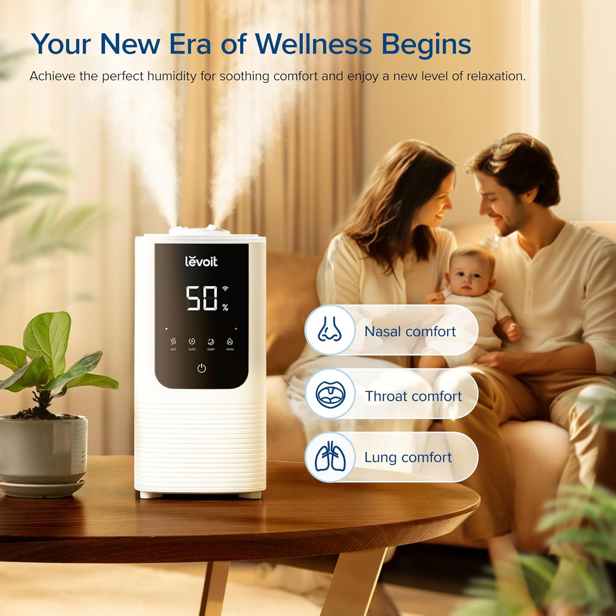 Levoit Humidificadores para dormitorio, neblina inteligente cálida...