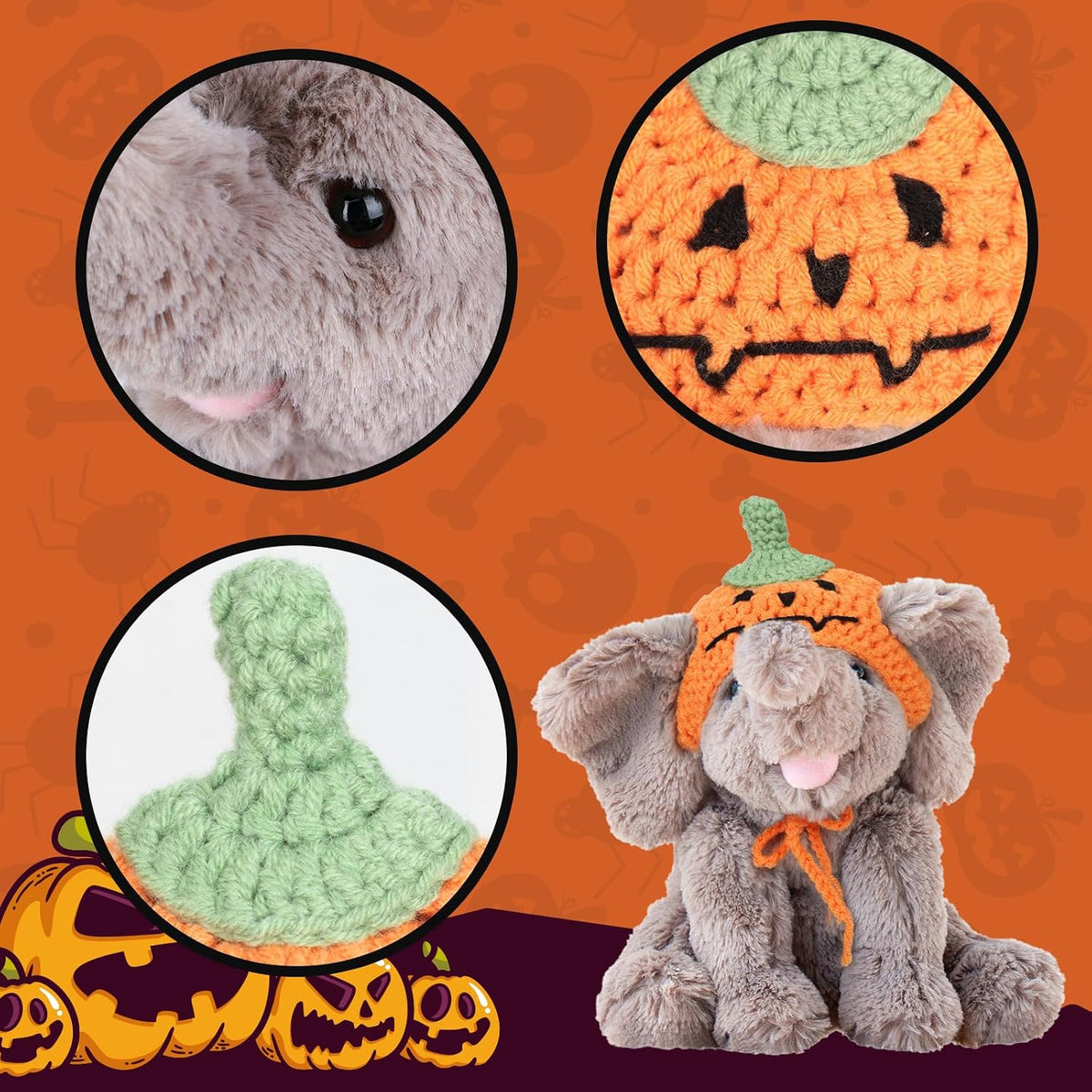 Hopearl Adorable elefante de peluche de Halloween con sombrero de c...