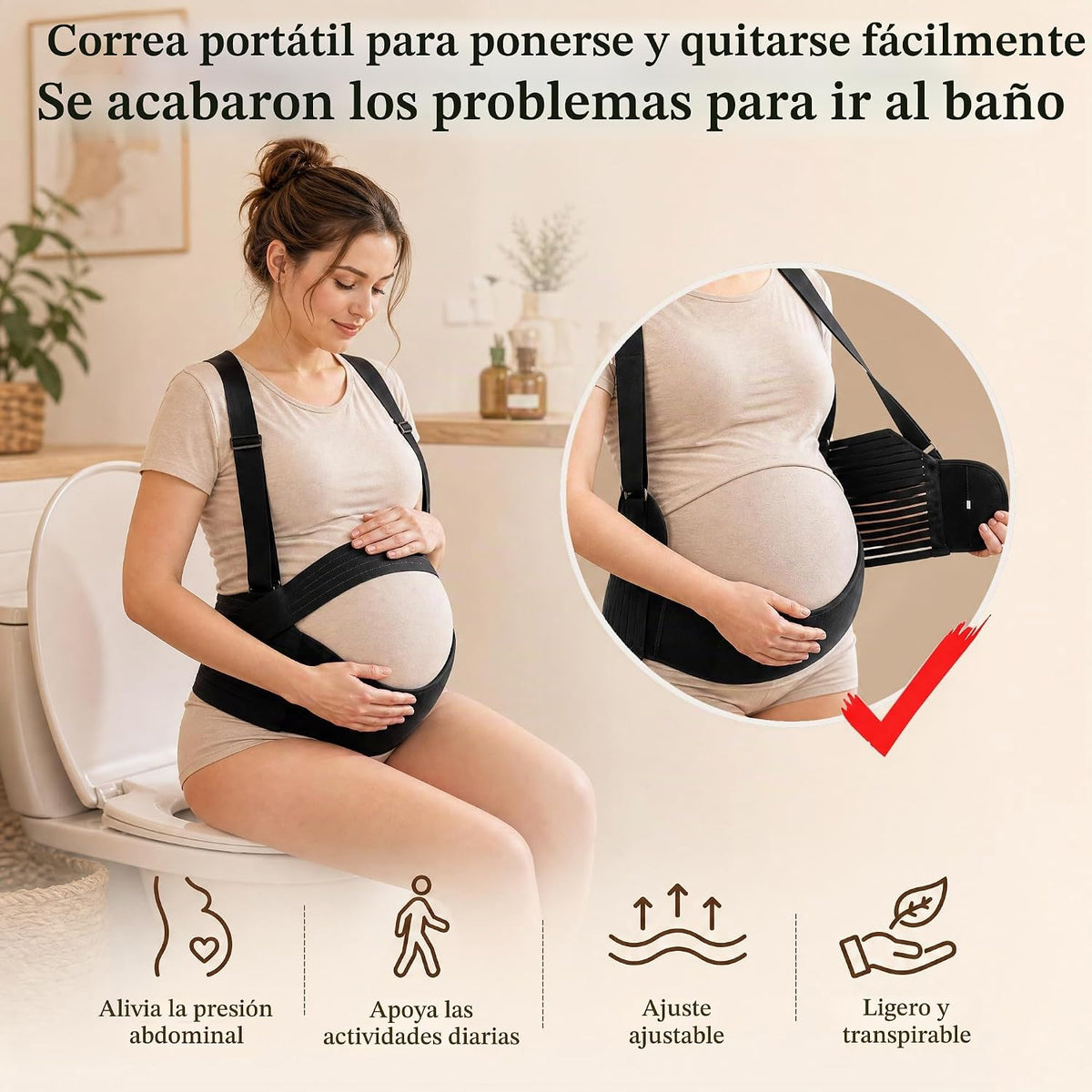GLIDESMOOTH - Banda para el vientre para embarazo, cinturón de apoy...