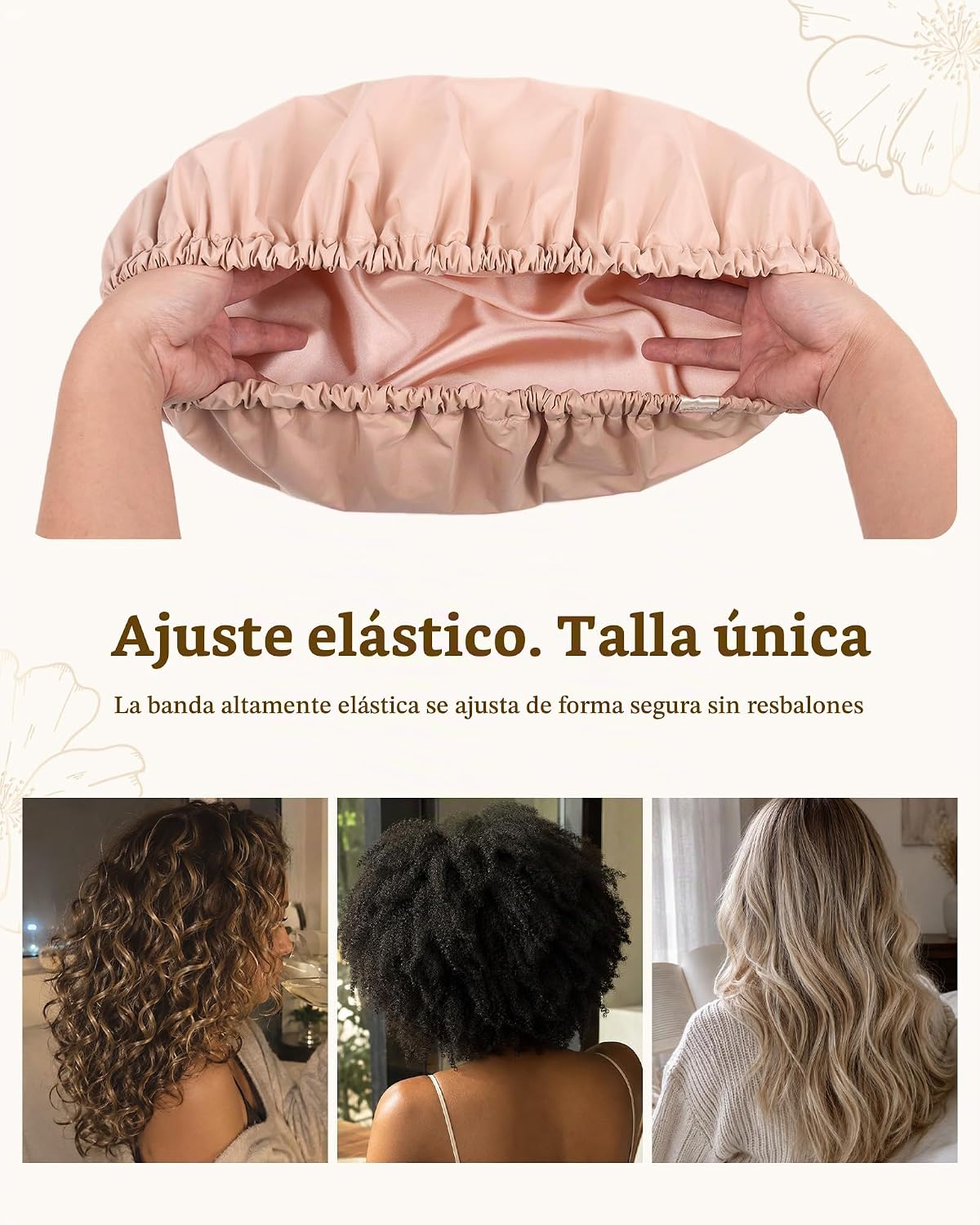 Yanibest - Gorro de ducha con forro de satén, para mujer, reutiliza...
