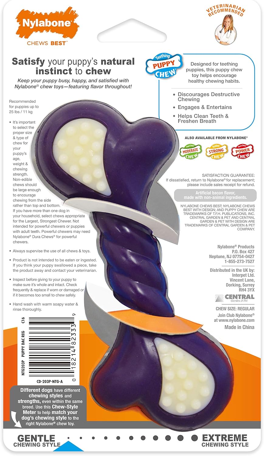 Nylabone - Juguete masticable de doble acción para cachorros, jugue...