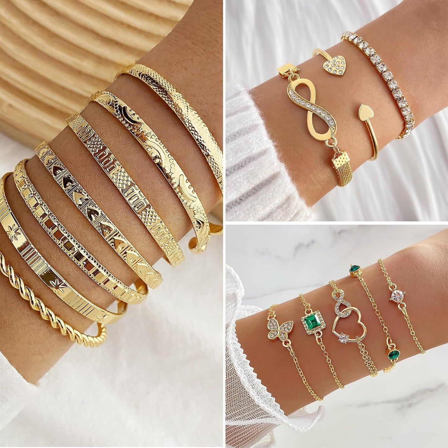 IFKM Juego de joyas chapadas en oro para mujer, collares de múltipl...