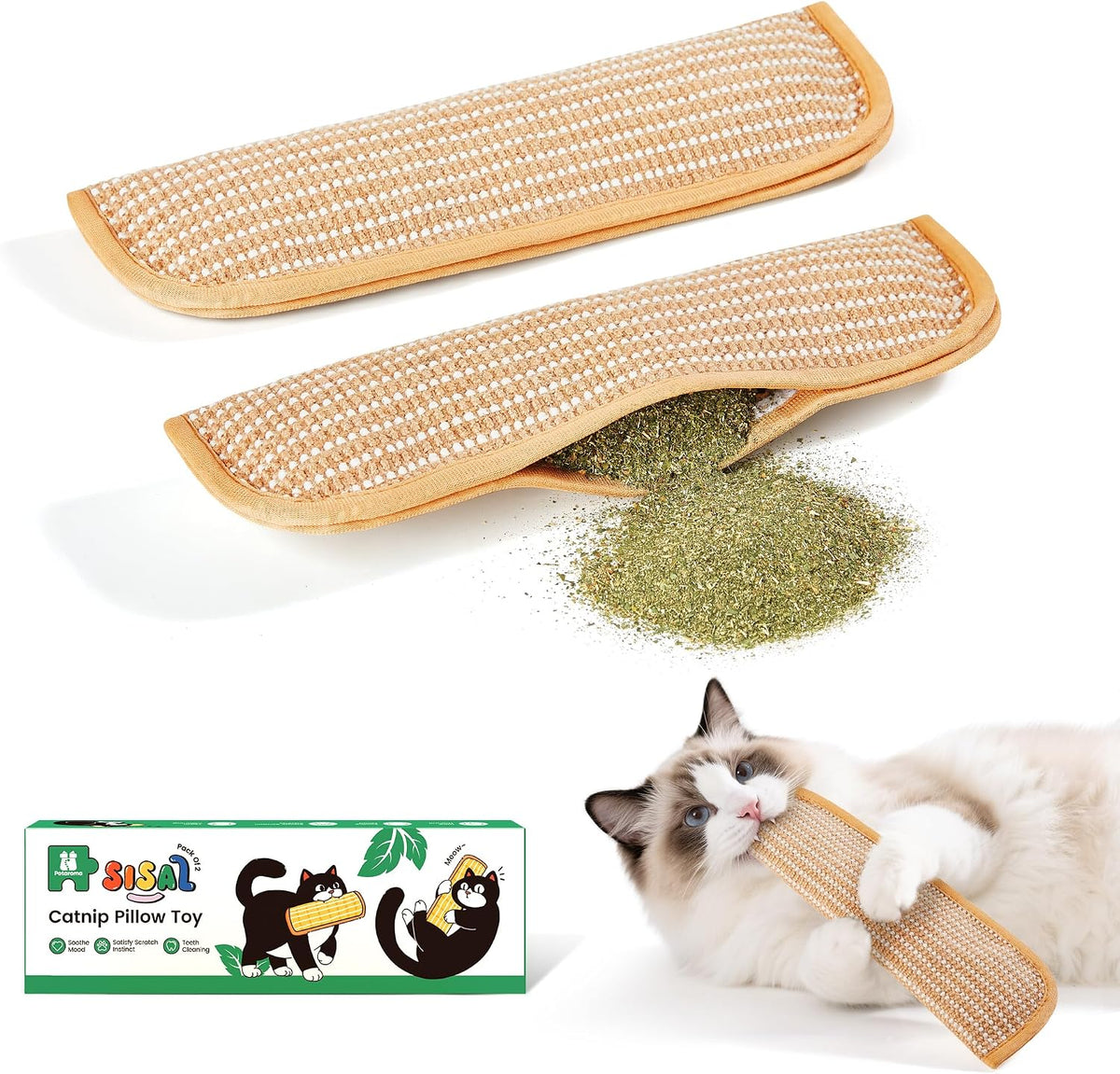 Potaroma Juguetes para gatos, paquete de 2 con 6000 mg A+ de hierba...