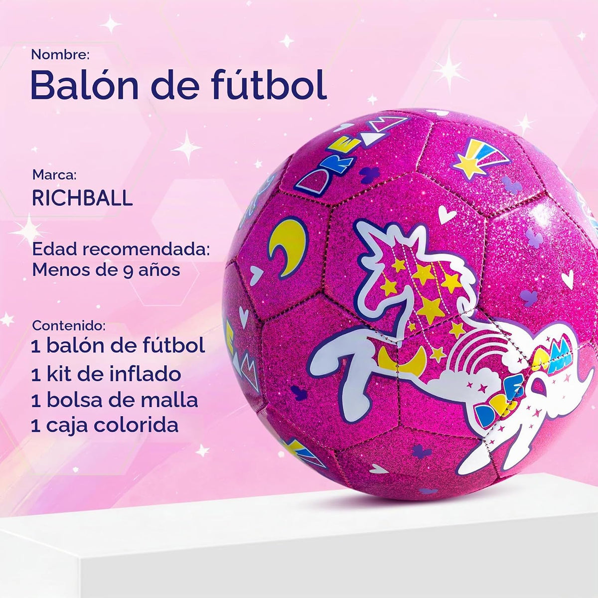 Balón de fútbol para niñas, balón de fútbol para niños de 4 a 8 año...