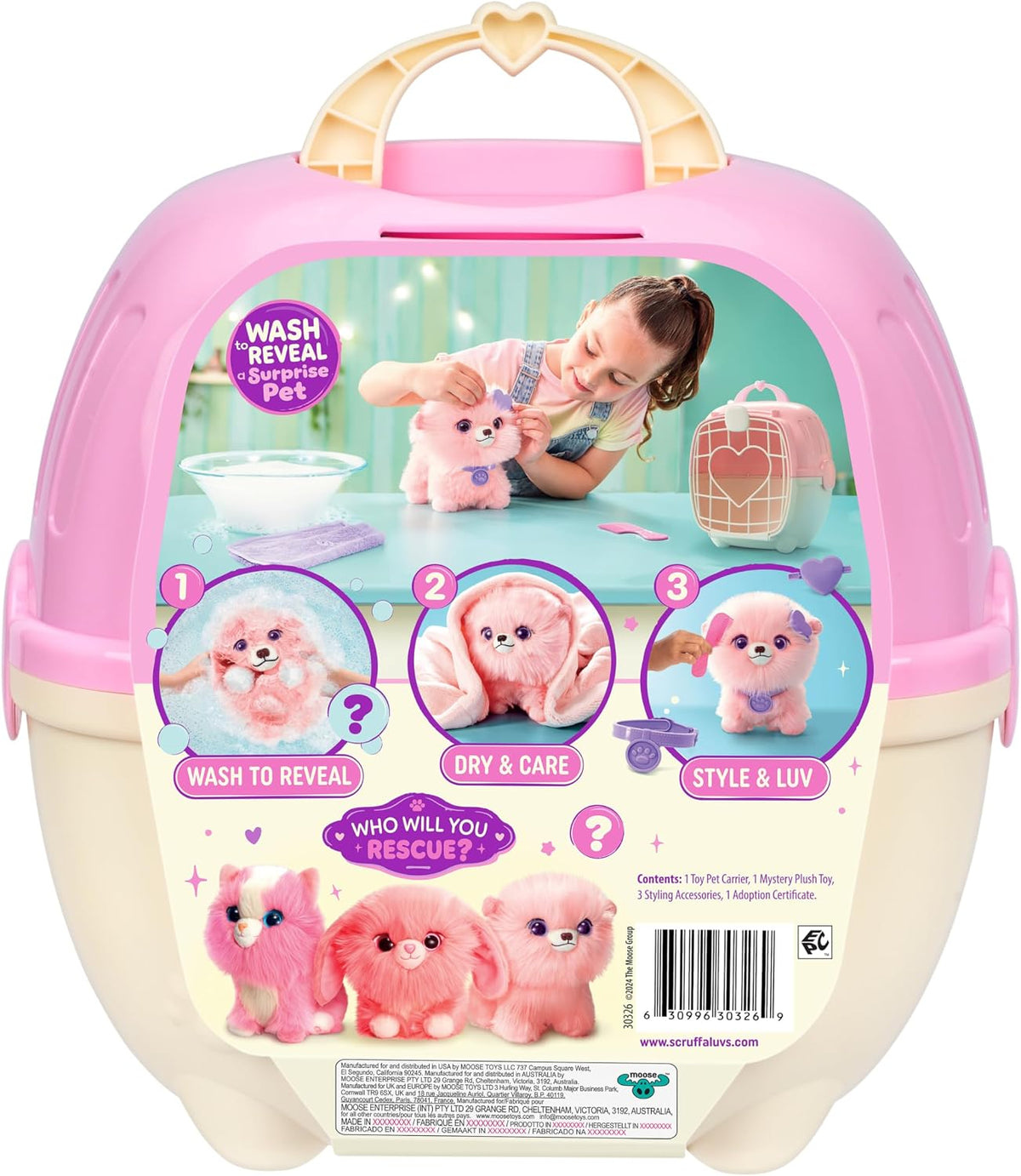 ScruffaLuvs Mascota sorpresa rosa, juguete de peluche misterioso, l...
