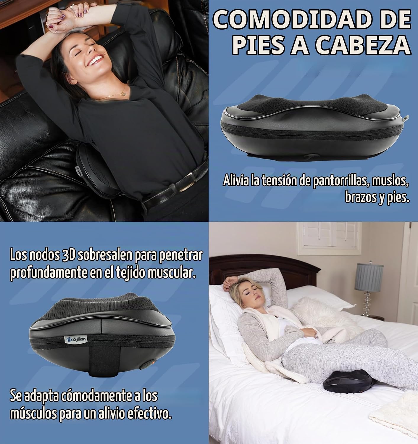 Zyllion ZMA-25 Masajeador de espalda y cuello con calor para alivia...
