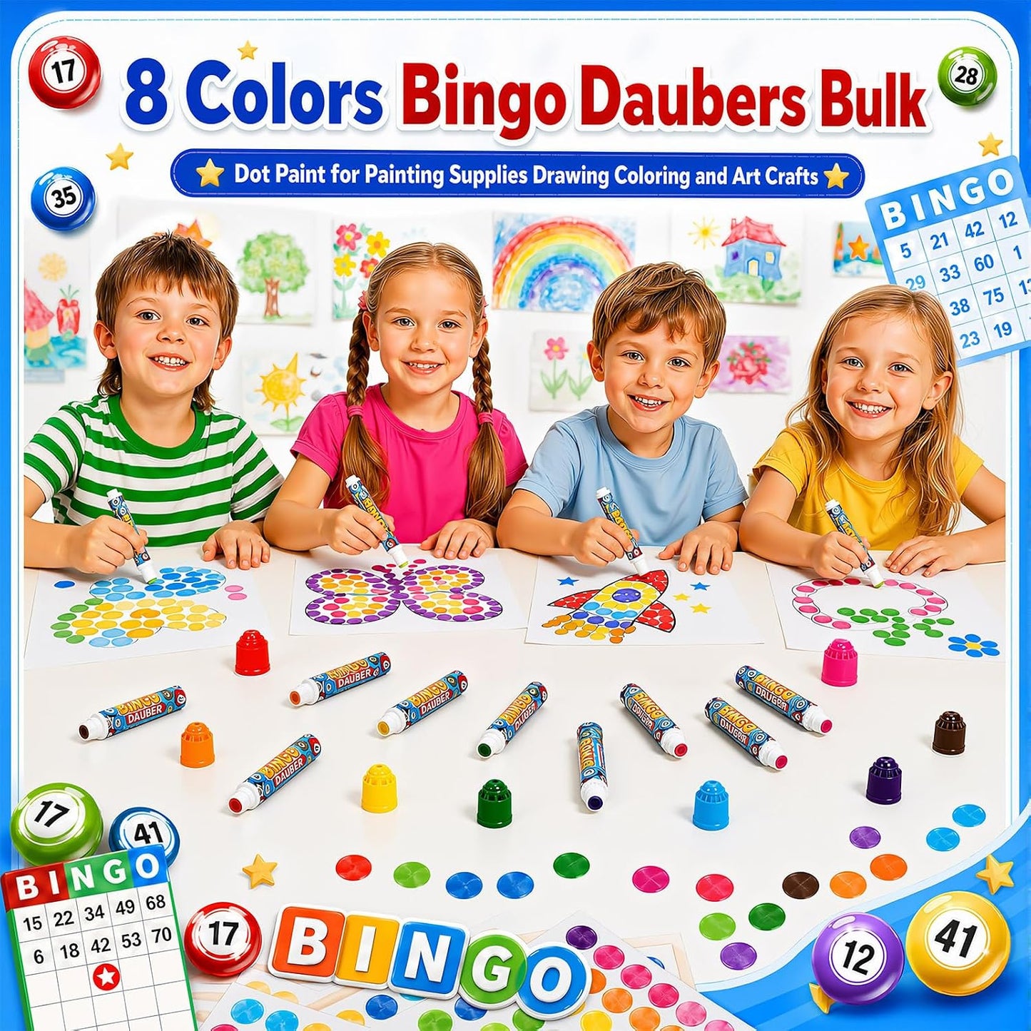 Crtiin Juego de 40 marcadores de puntos de Bingo Daubers de 0.4 onz...