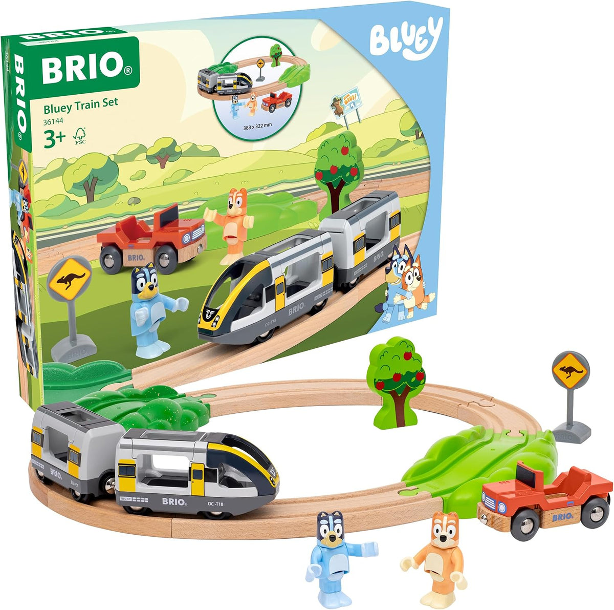 BRIO World Bluey Train Set \u2013 Juego de ferrocarril de madera co...