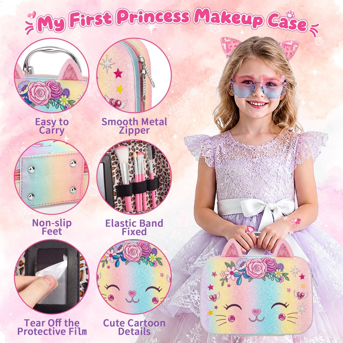 Hoholoop Juego de maquillaje de simulación para niñas de 3 a 5 a 8...