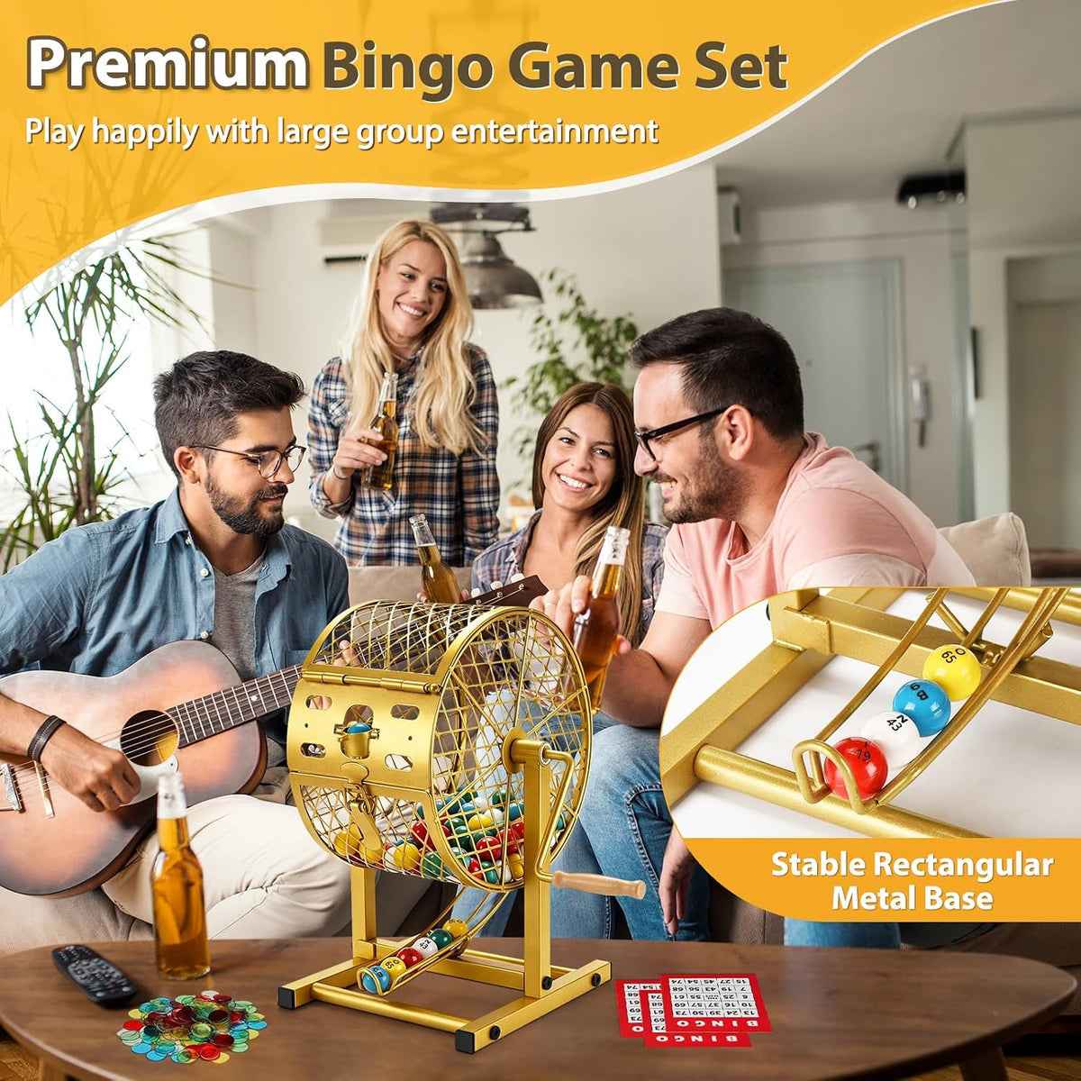 AugFir Juegos de bingo de 12.6 pulgadas de alto con jaula de acero,...