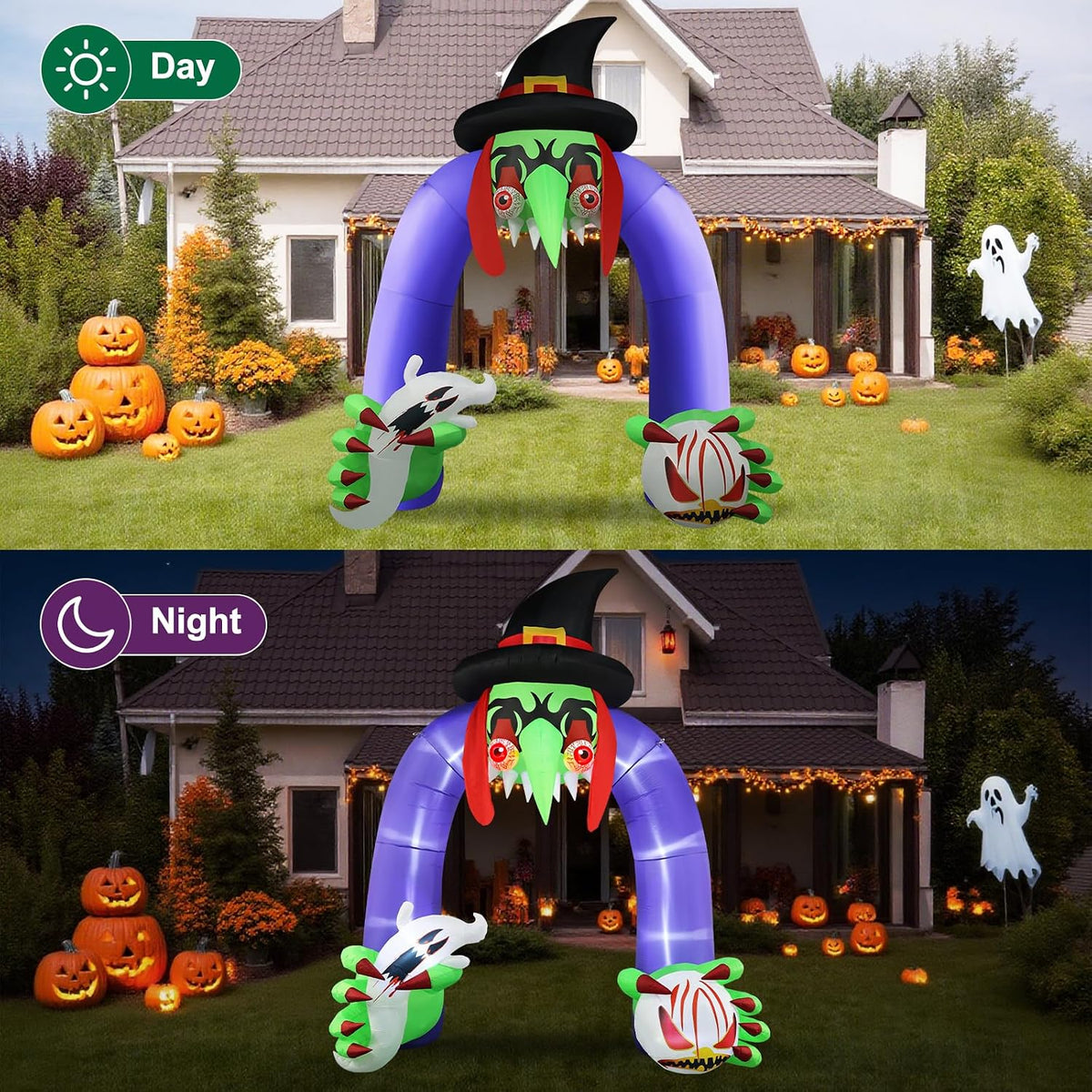 Inflables de Halloween gigante de 11 pies de alto arco de bruja | D...