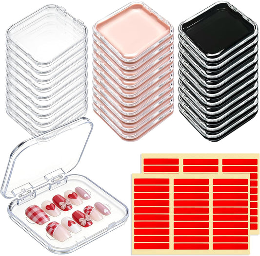 YOSMAKIY 30 cajas de embalaje de uñas a presión, juego de cajas de...