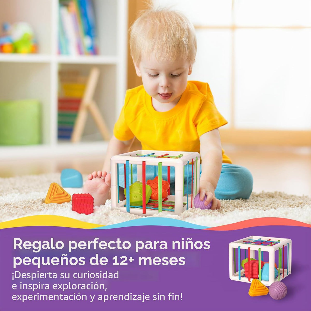 LiKee Juguetes Montessori para niños de 1 año, 6 piezas de formas m...