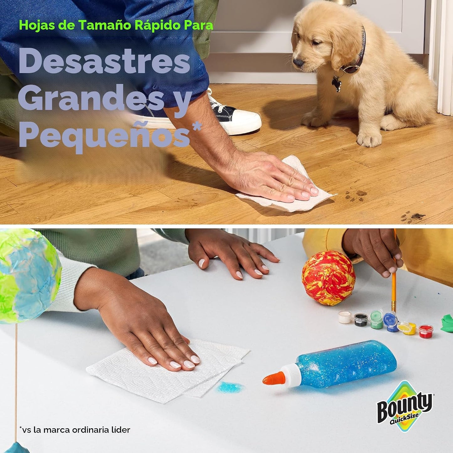 Bounty Quick-Size - Toallas de papel, paquete familiar de 8 rollos...
