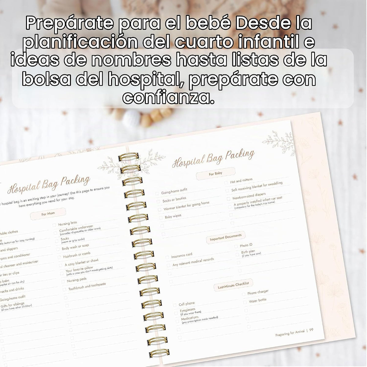 Diario de embarazo para madres primerizas, planificador de embarazo...