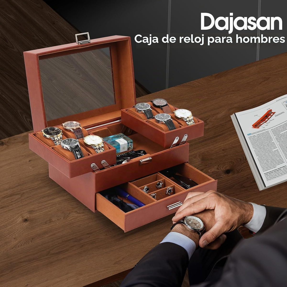 Dajasan Caja de Reloj, Caja de Reloj para Hombres, Caja de Exhibici...