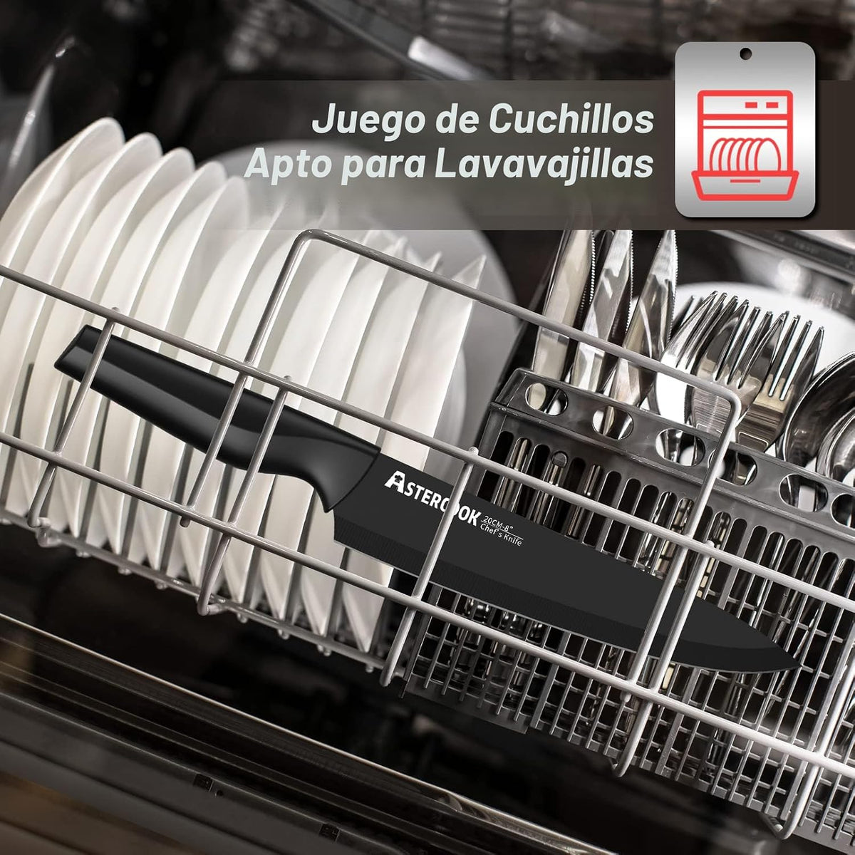Astercook - Juego de 21 cuchillos para cocina con bloque, apto para...