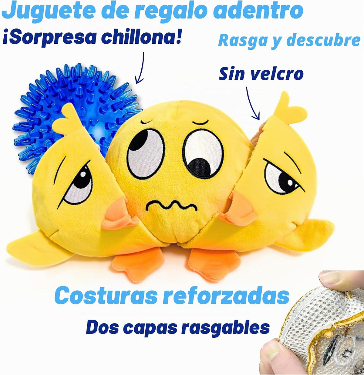 PeppyPawz - Juguete masticable 3 en 1 de pato de peluche para perro...