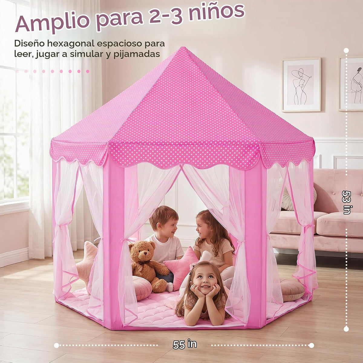 Monobeach Tienda de campaña de princesa para niños: con alfombrilla...