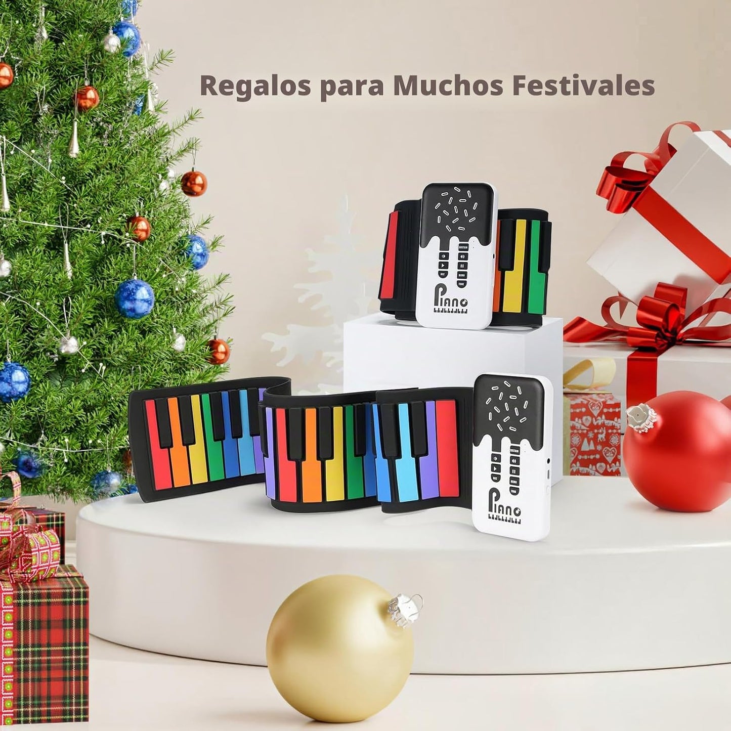 POGOLAB Piano de teclado enrollable de 49 teclas, teclado plegable...