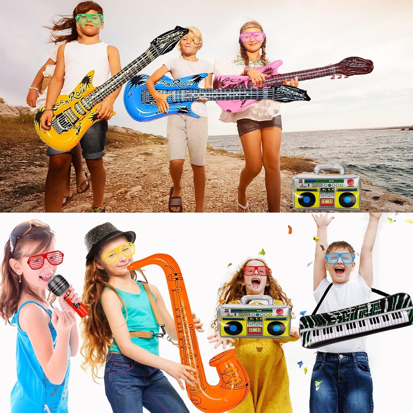 smilixin Paquete de 22 guitarras inflables, guitarra inflable, jugu...