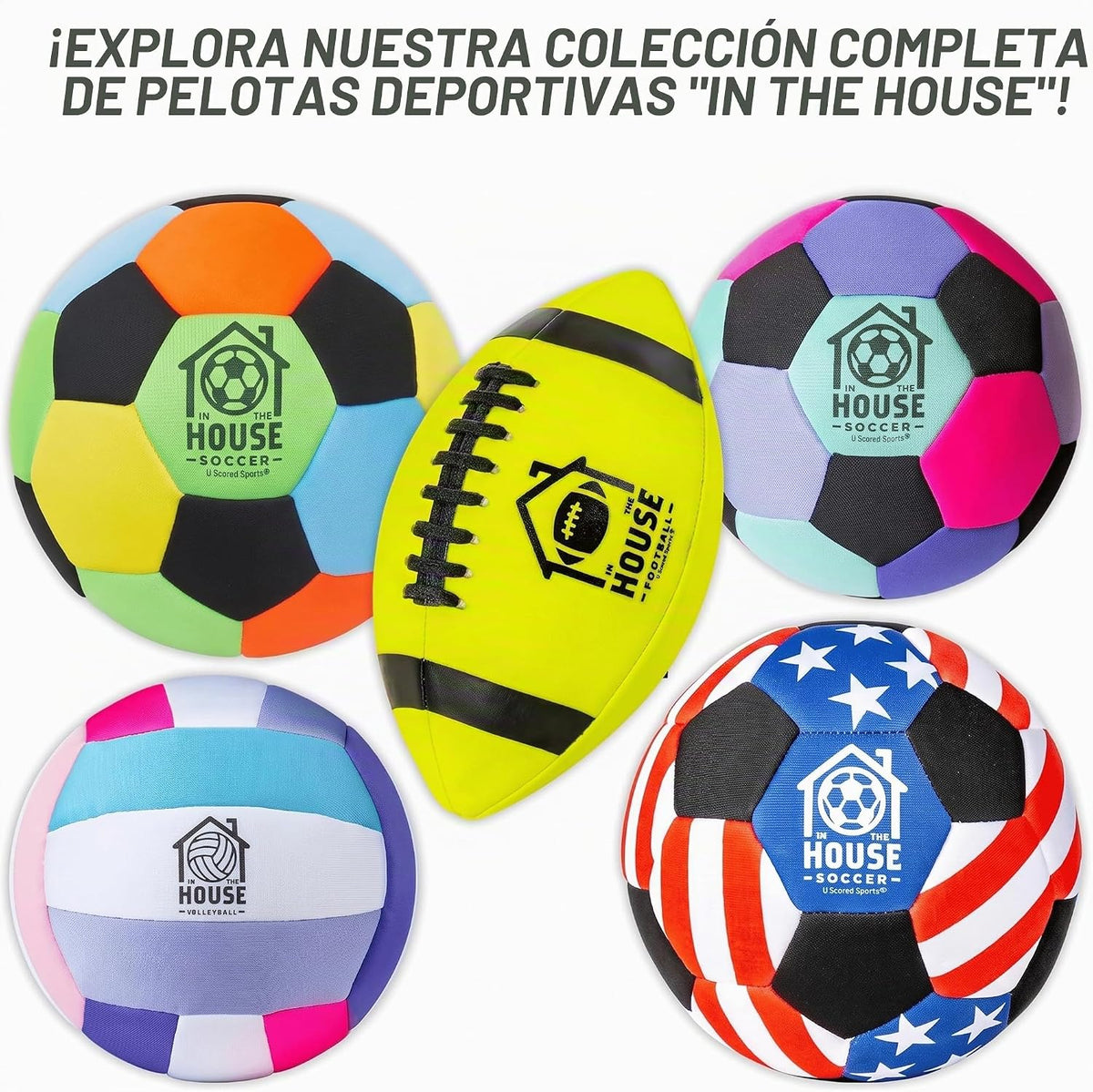 U Scored Sports in The House - Balón de fútbol acolchado tamaño 4 p...