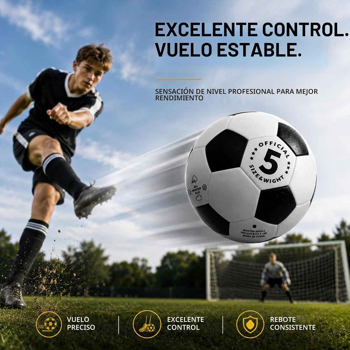 Balón de fútbol de tamaño 5-2 unidades de pelotas de fútbol clásica...
