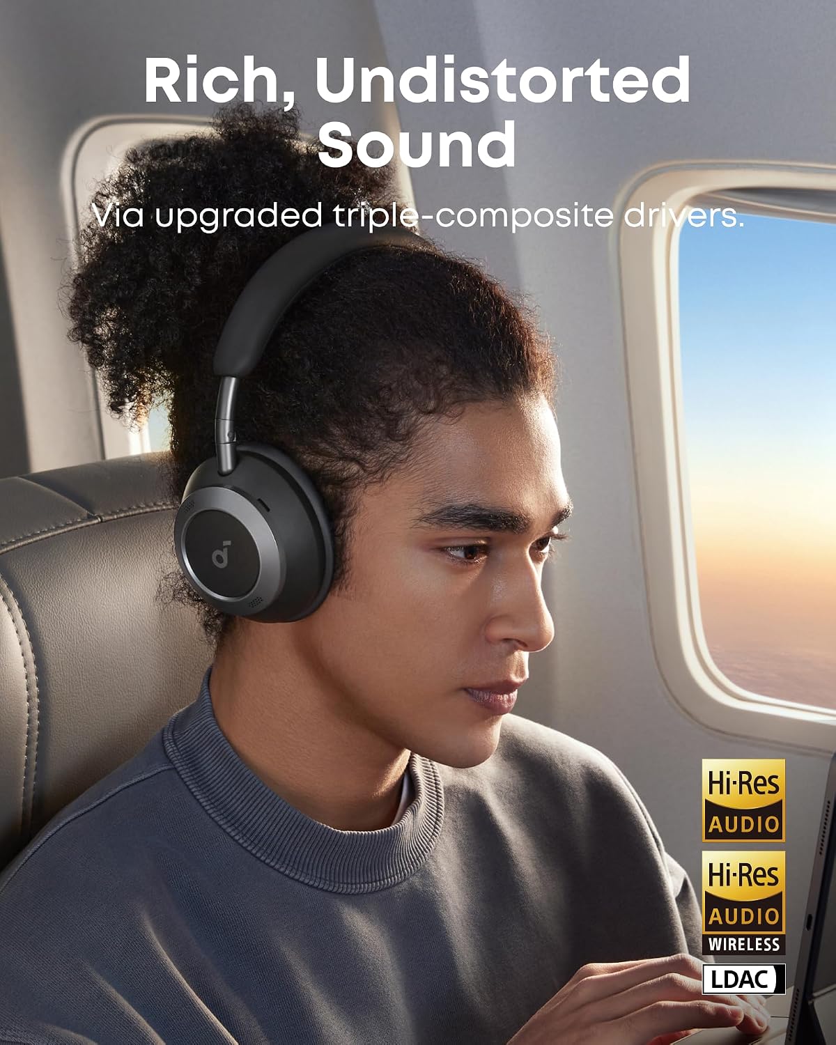 Soundcore Space One Pro, auriculares supraaurales FlexiCurve, auric...