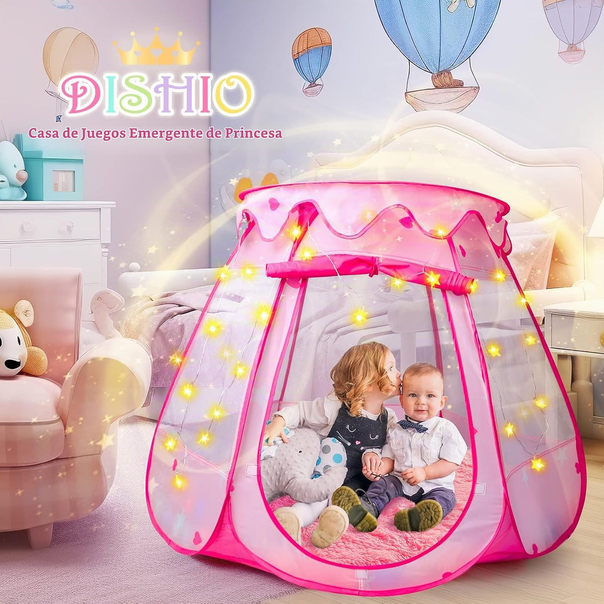 Princess Castle - Tienda de campaña para niñas con alfombra, tienda...