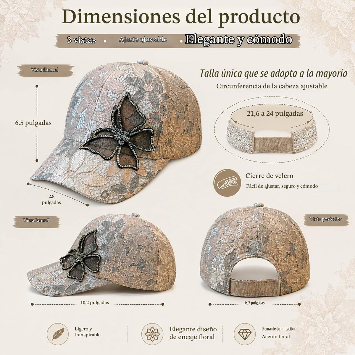 Bling Bling - Gorra de béisbol con diseño de mariposa para mujer, d...
