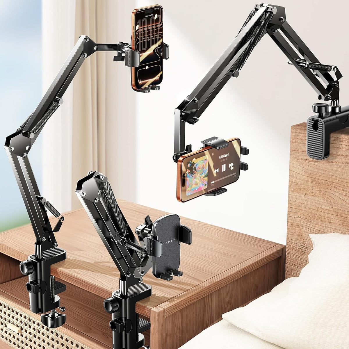 LISEN - Soporte para teléfono celular para escritorio de cama, sopo...
