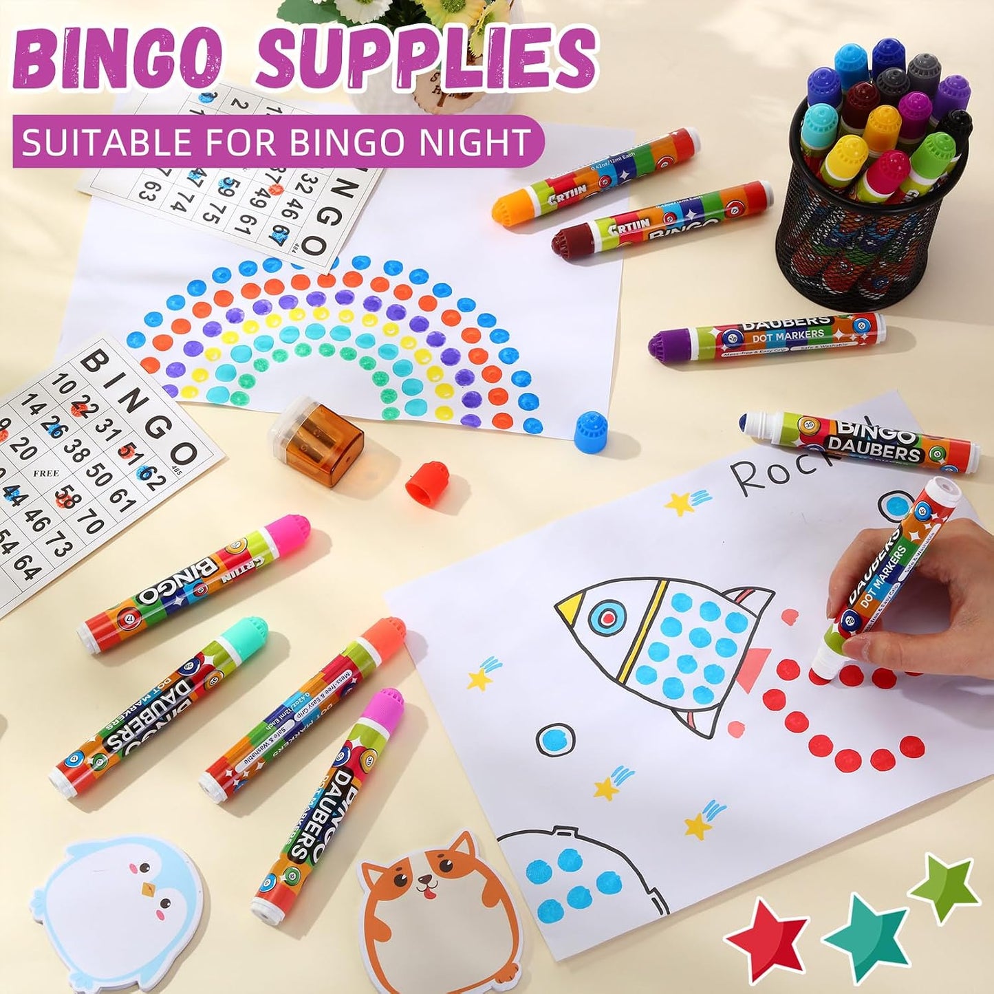 Crtiin Paquete de 30 marcadores de puntos de Bingo Daubers, 30 colo...